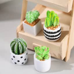 4 peças de plantas artificiais fofas de resina artificial cacto em vaso ornamentos para casa enfeites de mesa decoração de escritório