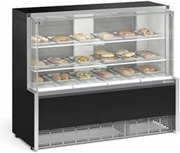 Vitrine Estufa MEQA-140R PR Preta Linha Aurora Gelopar Vidro Reto 1.40m 220V