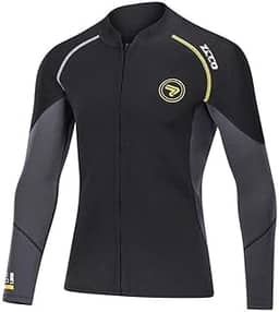 Jaqueta masculina de neoprene de 1,5 mm, com zíper frontal, manga comprida, roupa de mergulho para natação, snorkeling, mergulho e surfe, Preto, XXXX-Large