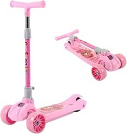Patinete Infantil Roda De Led Altura Ajustável Azul Ou Rosa 3 Rodinhas (Azul) scooter crianças dobravell Brinquedo com luzes nas rodas, premium