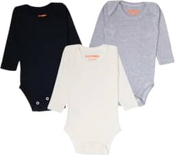 Kit 3 Body Minimalista Para Bebês Manga Longa Unissex Menina Menino - 100% Algodão 0 A 9 Meses