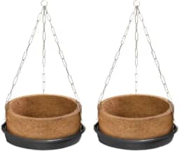 Kit 2 Vaso Com Suporte Suspenso Completo Grande 04 Para Samambaia - Corrente e Prato