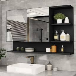 Armario Espelheira Para Banheiro 1 Porta Cleópatra (Preto)