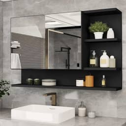 Armario Espelheira Para Banheiro 1 Porta Cleópatra (Preto)