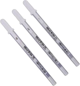 Sakura Gelly Roll, Kit 3 Canetas Gel Brancas, Espessuras 0.5mm, 0.8mm e 1.0mm