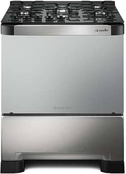 Fogão 5 Bocas Mueller Decorato Vetro Inox Bivolt com Mesa de Vidro