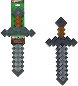 Mattel Minecraft Role-Play Coleção de acessórios de brinquedo de batalha com design pixelado, espada de pedra