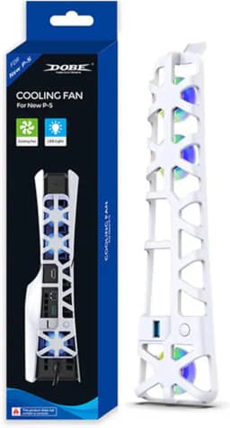 Cooler Fan Externo USB Ventilador para Resfriamento 3 Ventoinhas Led Compatível com Ps5 Slim (Branco)