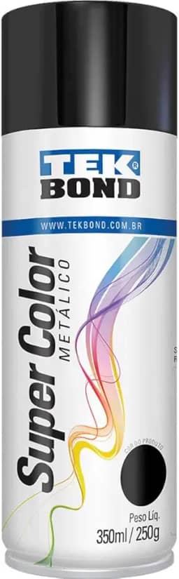 Tinta Spray Metalico Preto 350Ml/250G - 01 Unidade, Tekbond, 23321006900, Preto, Pacote De 312