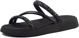 Chinelo Flatform Tira Tripla Multi Preto Moleca 5469.121