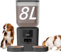 NEWPET Alimentador Automático Pet, 8L Comedouro para Caes Automaticodog Feeder,Comedouro Automático para Gatos, Até 50 Porções, 6 Refeições por Dia