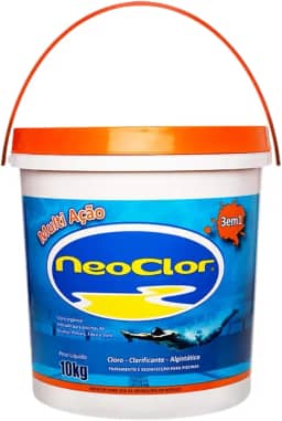 Cloro Granulado Orgânico Multiação 10kg Para Tratamento E Limpeza De Piscinas Azulejo Fibra Vinil Neoclor