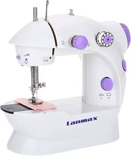 Mini Máquina De Costura Portátil Bivolt Com Pedal Lanmax