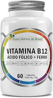 Suplemento de Vitamina B12, Ácido Fólico + Ferro 500mg 60 Capsulas - Flora Nativa