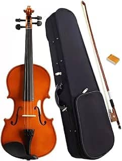Violino Acústico 1/4 com Arco, Estojo, Breu e Cavalete para Iniciantes e Estudantes