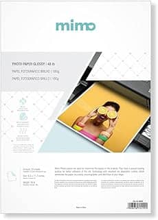 Mimo - Papel Fotográfico Brilho - A4-180g - 20 Fls - Qualidade Premium - Controle de Absorção da Tinta Para Melhor Absorção e Resistente a Água - Gramatura de 180 g/m²