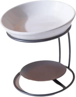 Queimador de óleo Essencial de Cerâmica com Estrutura Metálica, Difusor de óleo, Aquecedor de Cera para Quarto, Escritório Ou área de Ioga, Preto
