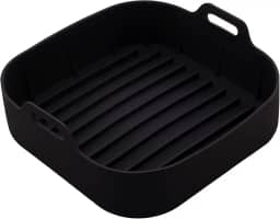 LYOR - Forma Quadrada de Silicone para Air Fryer Preta 20Cm x 7Cm