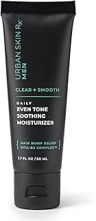 Urban Skin Rx Hidratante masculino claro e suave para uso diário, leve, calmante, melhora a aparência de poros entupidos e dilatados, acalma a irritação causada pelo barbear, hidratação intensa, 4 ml