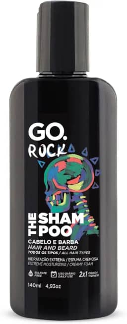 Shampoo Cabelo e Barba GO Rock, hidratação intensa, alta espumação, ultra condicionante, fragrância ambarada, GO Man