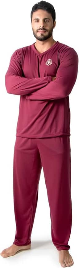 Pijama Longo Manga Longa Masculino Fechado Conforto