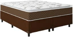Cama Box Casal Queen Colchão Molas Ensacadas Pillow Top Martino 158x198x63cm Marrom/branco Umaflex -suporta até 120kg por Pessoa