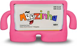 Capa Mãozinha Compatível Com Tablet Galaxy Tab A9 8.7'' X110 X115 - Capinha Infantil Borracha, Anti Impacto (Rosa Pink)