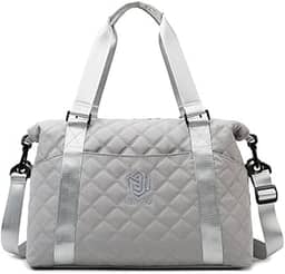 Bolsa de Viagem, 22L, Mala Esportiva Acolchoada com Alças Reforçadas, 43x28x18cm, Bege (Cinza)
