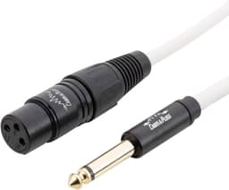 Cabo P10 Mono TS - XLR Fêmea fio branco, marca Cabos & Plugs cobre OFC conector banhado a ouro, para instrumentos musicais (1UN, 50cm)