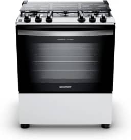 Fogão Brastemp 5 Bocas Cor Branca Com Botões Removíveis e Exclusivo Aro Protetor - BFS5NDB BIVOLT