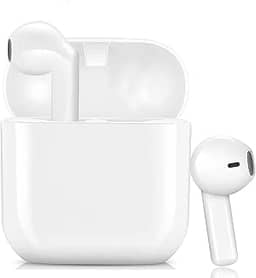 Fone de Ouvido i12 Sem Fio Branco Bluetooth com Controle Toque Graves Profundos, Estéreo, 24h, Reprodução Intra-Auricular, Sem Fio, à Prova de Suor, Fones de Ouvido Esportivos Com Microfone