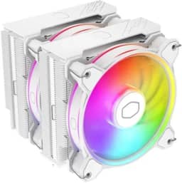 Cooler Master Hyper 622 Halo White Dual Tower CPU Air Cooler, 120 Halo² PWM Fan, Dual Loop ARGB, 6 Copper Heat Pipes, Nickel-Plated, 154mm Tall, AMD Ryzen AM5|AM4, Intel LGA 1851