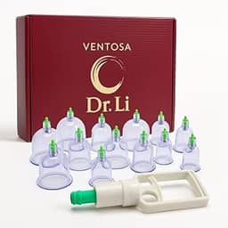 Dr. Li - Kit com 12 Ventosas para Massagem e Ventosaterapia com Bomba Manual | Terapia Natural para Alívio de Dores e Circulação e Massagem Estética | Ideal para Clínicas, Massoterapeutas e Esteticistas
