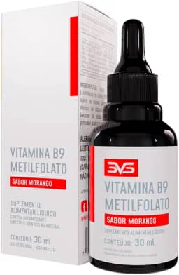 3VS Nutrition Vitamina B9 gotas, Metilfolato sublingual, sabor Morango 30ml