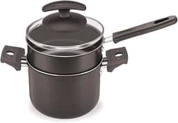 Alumínio Fortaleza 610012 Cuscuzeiro/Caldeirão 12 C/Tpa Vidro, Preto