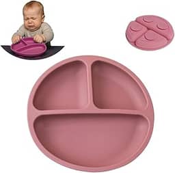 Prato para Bebê de Silicone com Ventosas para Fixação Livre De BPA Introdução Alimentar BLW Fácil Higienização Material Premium Alta Durabilidade (Rosa)