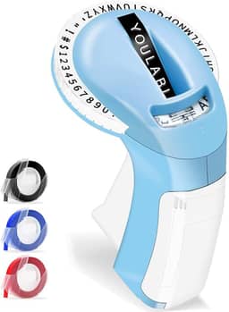 Etiquetadora em Relevo com 3 Fitas, Etiquetadora, Rotuladora com 48 Caracteres (Letras, Números, Símbolos), Rotuladora de Etiquetas Puramente Mecânicas, Rotulador, Etiquetador Portátil