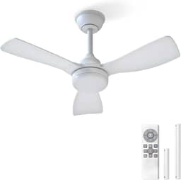 Ventilador de Teto com Controle Remoto, LED 20W, Silencioso, 127-220V, Durável e Confiável – Branco