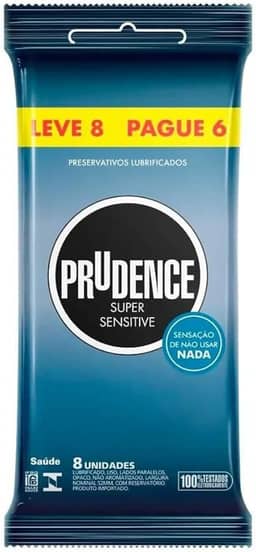 Prudence Preservativo Lubrificado Super Sensitive Leve 8 Pague 6