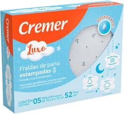 Cremer Fralda Luxo Estampa Masculina Pc Com 5 Unidades (Embalagem Pode Variar)