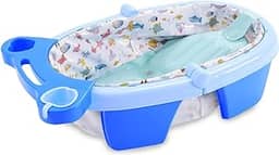 MaxiBaby Banheira de Bebê Inflável e Portátil AirPlus, Dobrável, capacidade 36 litros, Base Antiderrapante e Bandeja Removível (Até 18kgs), Azul