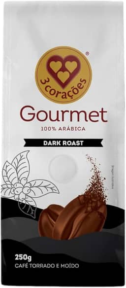 3 Corações Café Torrado e Moído Gourmet Dark Roast, 250G
