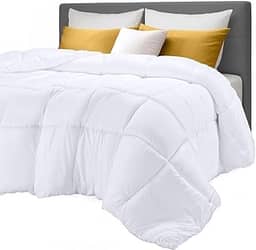 Utopia Bedding Edredom alternativo de plumas (king, branco) – Edredom para todas as estações – Enchimento de edredom de fibra siliconada de pelúcia – Costurado em caixa