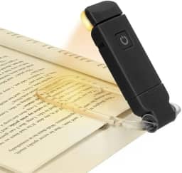 Luz de Leitura para Livro Clip Recarregavel via USB Portatil Marcador de Livro Possui 3 Niveis de luz com Brilho Ajustavel Ideal para Ler e Estudar a Noite (Preto)