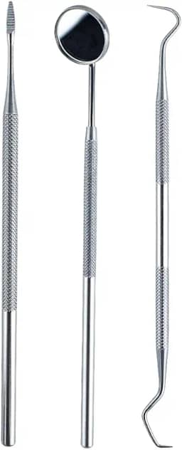 Kit 3 Instrumentos Limpeza Dental Removedor Tártaro Espelho