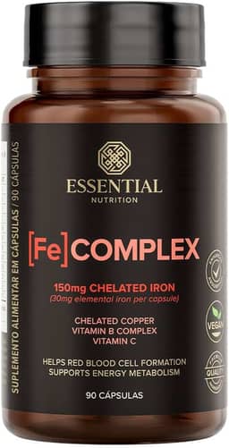 Essential Nutrition - [FE] Complex - Complexo de Ferro e Cobre Quelados + Vitamina C - 90 Cápsulas