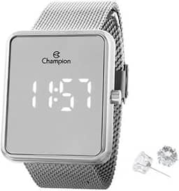 Relógio Champion Feminino Ref: Ch40080s LED Espelhado Prateado