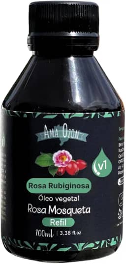 Óleo Vegetal de Rosa Mosqueta Tipo Rubiginosa Pura Prensado a Frio da Primeira Prensa Efeito Clareador de Mancha Axíla e Virilha Vegetal Atnua estrias queloides cicatrizes e rugas e linhas de expressão Refil 100ml