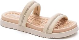 CHINELO PAPETE MODARE 7178.108 SOLADO ANABELA PARA ESPORÃO COM ESFERAS MASSAGEADORAS Cor:Creme;Tamanho:34