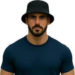 Chapéu Bucket Hat Unissex Liso Preto Estilo Moderno